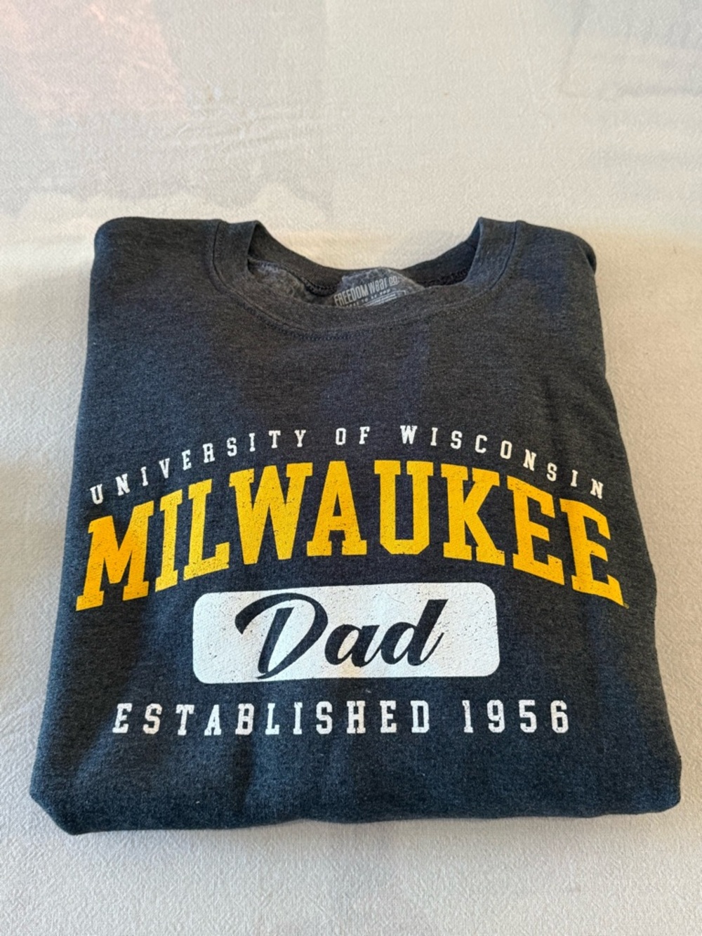 University of Wisconsin Milwaukee Dad Sweatshirt - Charcoal with Gold & White